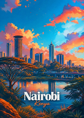 Nairobi Kenya Sunset Cityscape Poster