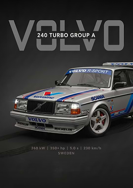 sleek Volvo 240 Turbo Group a car Poster