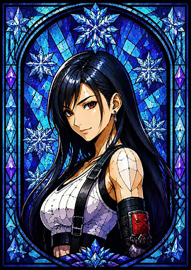 Tifa Lockhart Stained Glass Portrait