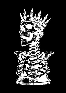Skeleton King Chess Piece Illustration