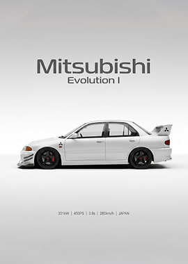 minimalist Mitsubishi Lancer Evolution I car Poster