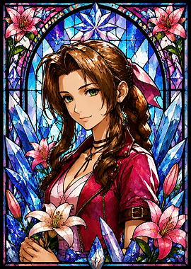 Aerith Gainsborough Stained Glass Portrait