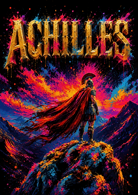 Achilles Warrior Abstract Art Poster