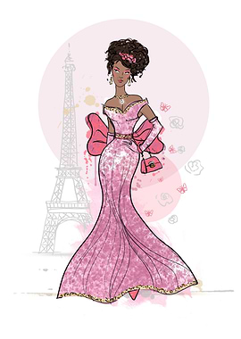 Elegant Woman in Pink Paris Gown