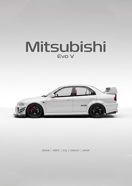 minimalist Mitsubishi Lancer Evolution V Poster