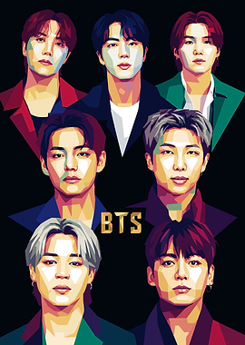 BTS Pop Art Portrait Poster