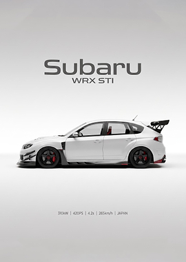 minimalist Subaru WRX STI Side Profile Poster