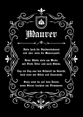 Masonry Craftsmanship German Poem Poster