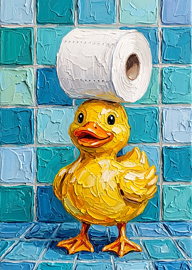 Rubber Duck with Toilet Paper