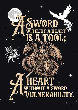 Fantasy Warrior Dragon Quote Art