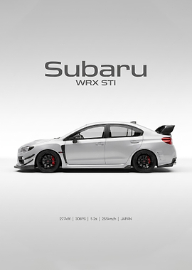 Minimalist 2010 Subaru WRX STI car Poster