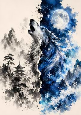 Dual Nature Wolf Spirit – Original Artwork, No Copyrighted Characters