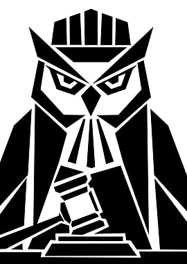 Minimalist Owl Judge with Gavel