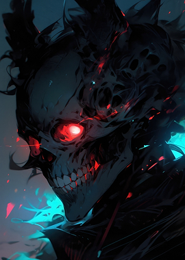 Dark Fantasy Skull with Glowing Eyes