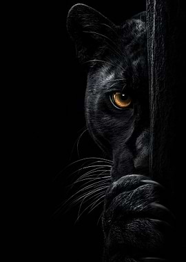 Black Panther Peeking from Shadow