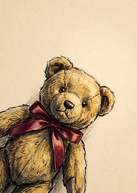 Vintage Style Teddy Bear Illustration