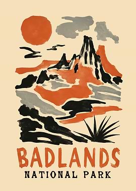Badlands National Park Minimalist Poster