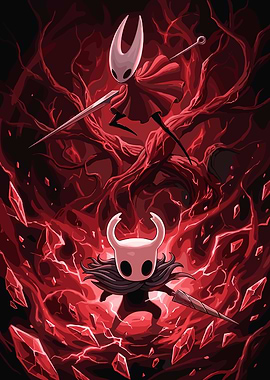 Hollow Knight and Hornet Battle Art