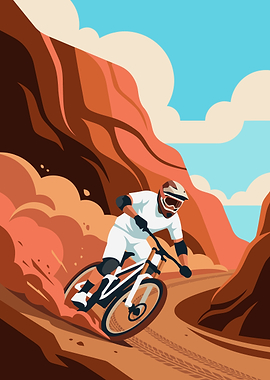 Mountain Biker on Dusty Trail