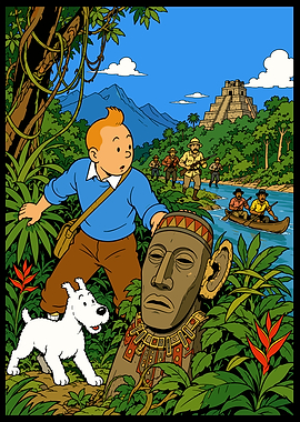 Tintin and Snowy in the Jungle