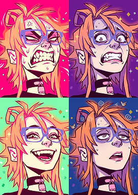Four Expressions Pop Art Cartoons Portrait