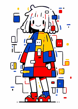Cute Glitch Art Anime Girl