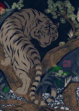 Ukiyo-e Style Tiger Illustration