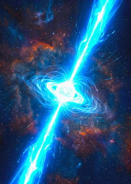 Pulsar Emitting Intense Blue Energy Beams