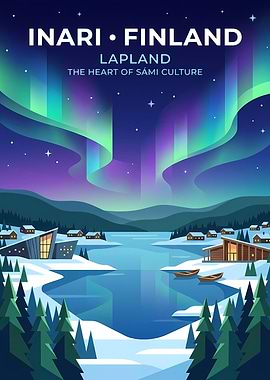 Inari Finland Lapland Travel Poster