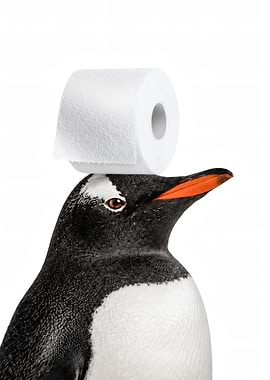 Penguin Balancing Toilet Paper Roll