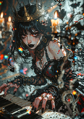 Gothic Queen Playing Dark Piano