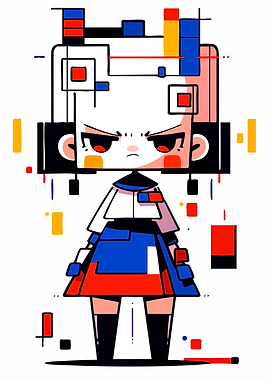 Abstract Geometric Anime Character Illustration