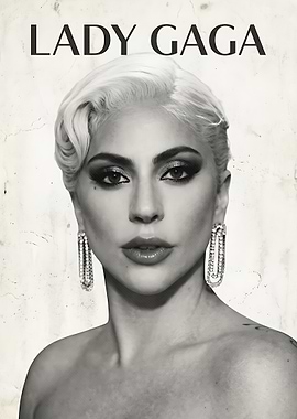 Lady Gaga Black and White Portrait