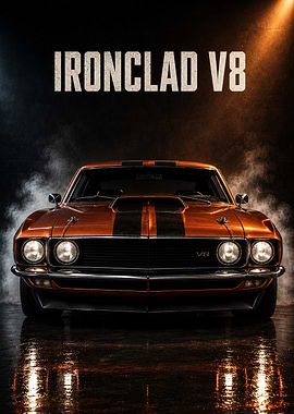 Ironclad V8 Muscle Car Poster