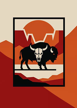 Minimalist Bison Desert Landscape Poster