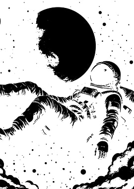 Astronaut Floating in Deep Space