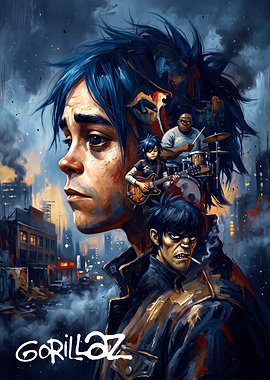 Gorillaz Band Members Artistic Portrait
