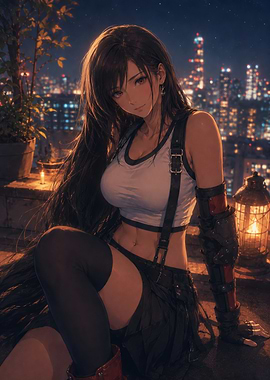 Tifa Lockhart on a City Rooftop