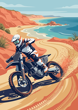 Motocross Rider on Coastal Trail