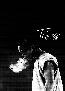 Travis Scott Smoking Silhouette Poster