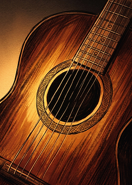Close-up of an Acoustic Guitar