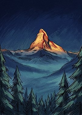 Golden Peak at Twilight