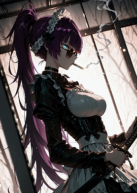 Cool Anime Maid with Katana