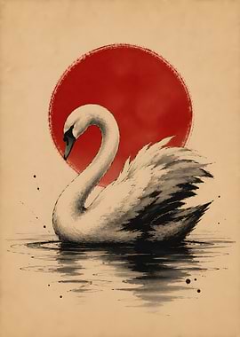 Graceful Swan Water Reflection