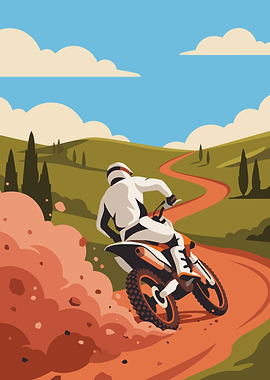 Motocross Rider on Dirt Track