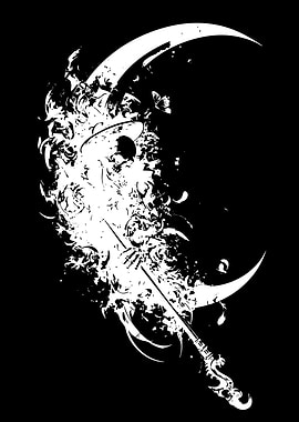 Grim Reaper Scythe Crescent Moon Art