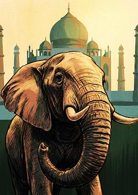 Elephant Before the Taj Mahal