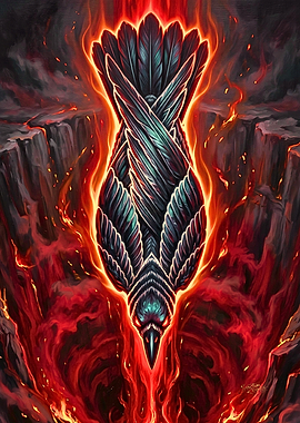 Flaming Raven Diving into Abyss