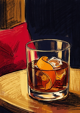 Old Fashioned Cocktail Illustration