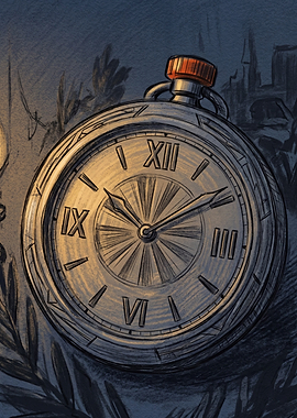 Vintage Pocket Watch Illustration